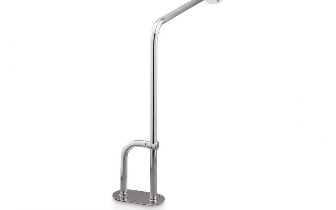 Asidero con Apoyo Auxiliar de Fijación en Suelo y para Pared e Inodoro con Pata ajustable Inox 18/10