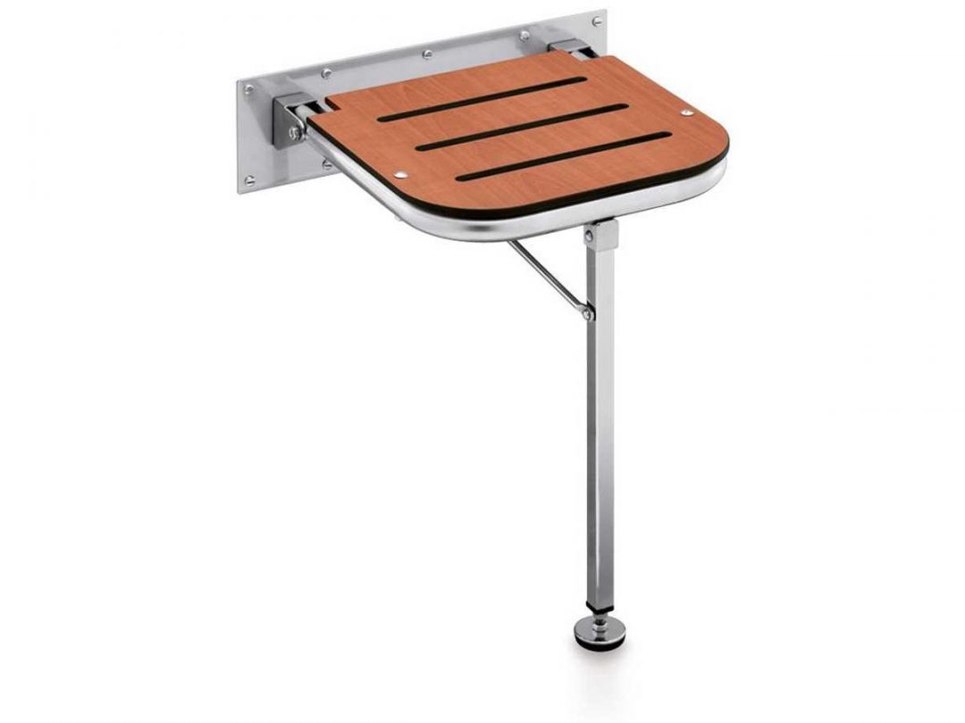 Asiento Abatible para Plato de Ducha reducidos con Pata Regulable Inox 18/10